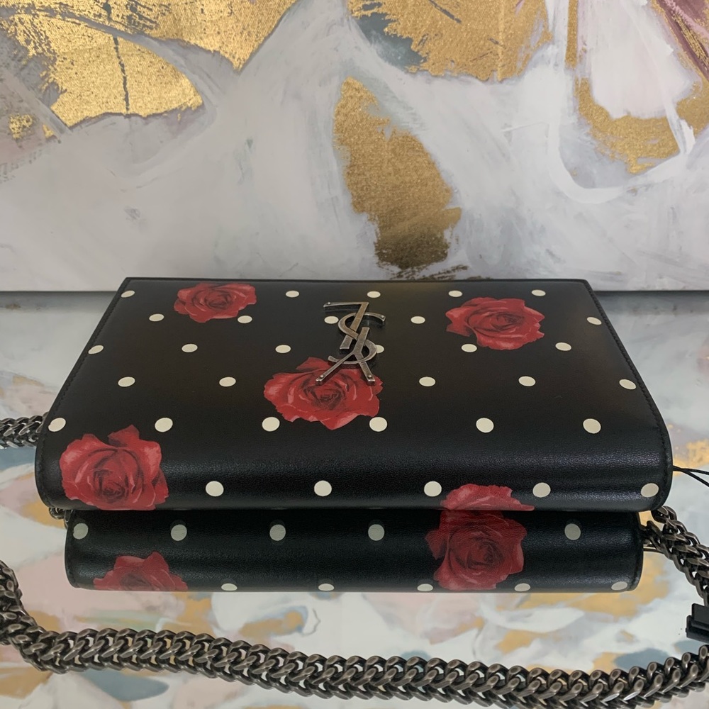 Saint Laurent Polka Dot Floral Monogram WOC - Picture 7 of 11